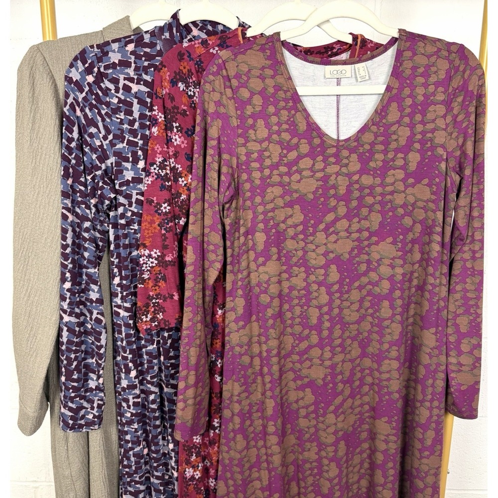 Logo By Lori Goldstein Dresses Lot of 4 Bundle XS Long Sleeve Artsy Maximalist
